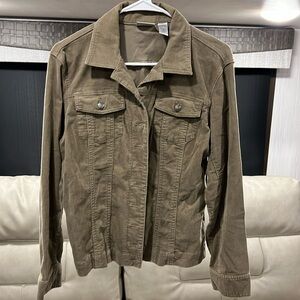Chicos Womens size 1 Corduroy Button Front Jacket Tan